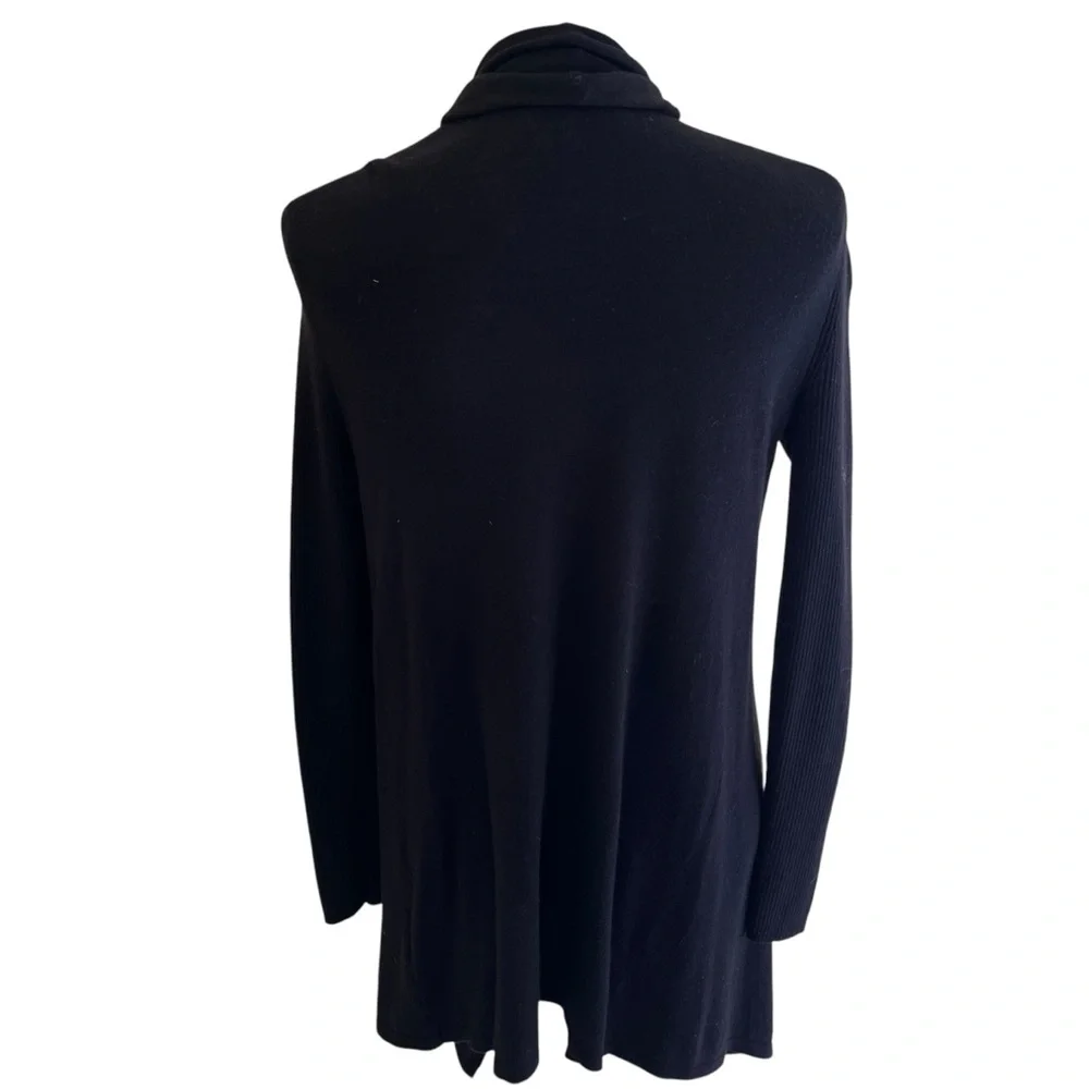 Leith Black Long Open Front Waterfall Cardigan XS